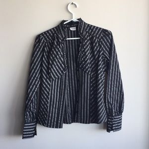 Black & Silver Pinstripe fitted blouse